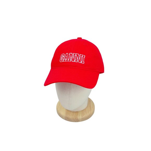 Ganni Bright Red Baseball Cap - Picture 2 of 5